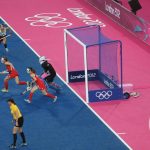 LONDON 2012 BLUE INTEGRAL WEIGHTED HOCKEY GOAL